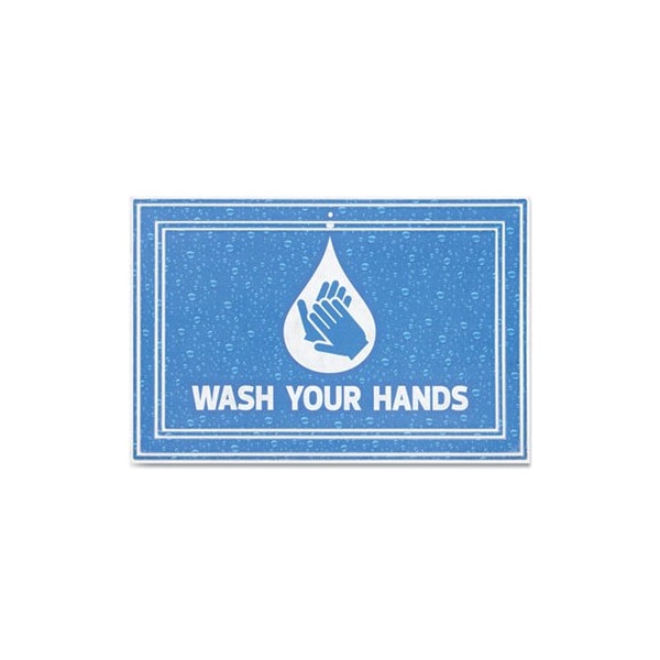 , MESSAGE FLOOR MATS, 24 X 36, BLUE, inWASH YOUR HANDSin
